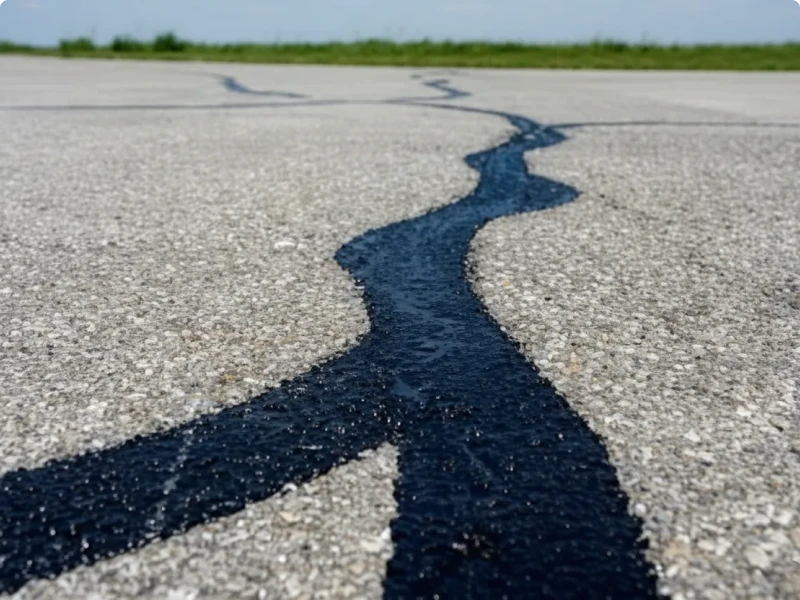 Crack sealed on asphalt road surface