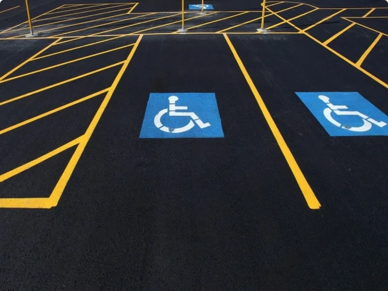 Freshly painted handicap parking spots